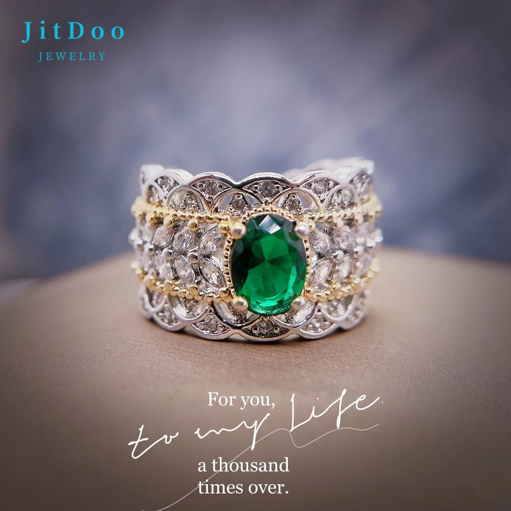 JitDoo Retro palace style hollow pattern two colors ring for women luxury Lace imitation emerald wedding bridal jewelry gift
JitDoo Retro palace style hollow pattern two colors ring for women luxury Lace imitation emerald wedding bridal jewelry gift