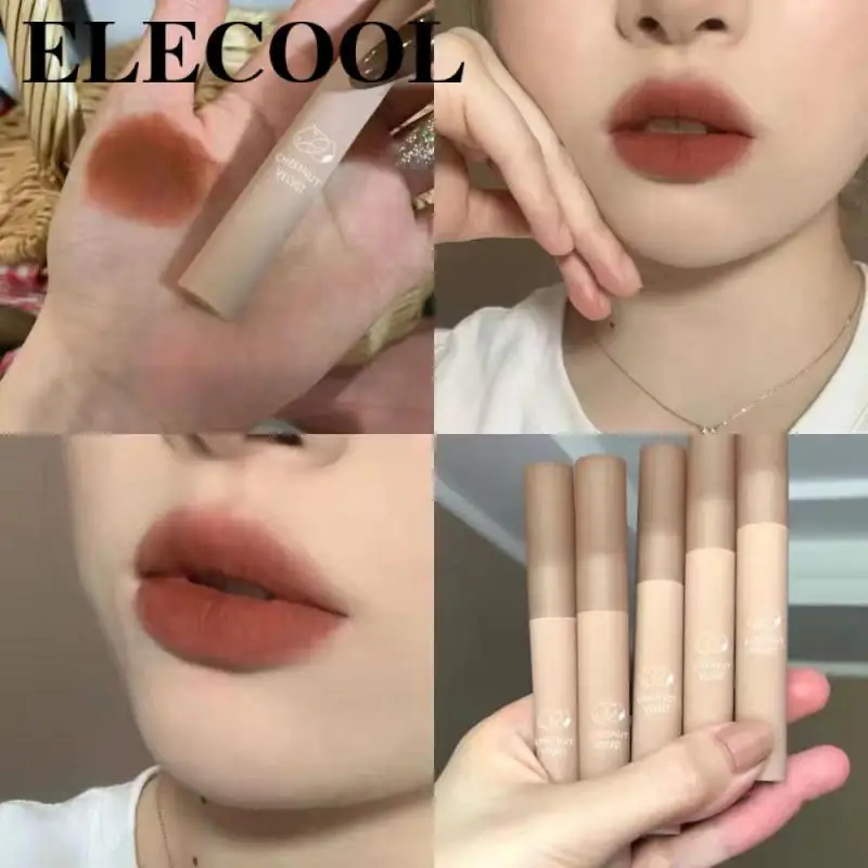 

Chestnut Milk Tea Lip Gloss 12 Colors Lasting Colored Lipstick Moisturizing Waterproof Lipgloss Lips Makeup Red Lip Tint Mud
