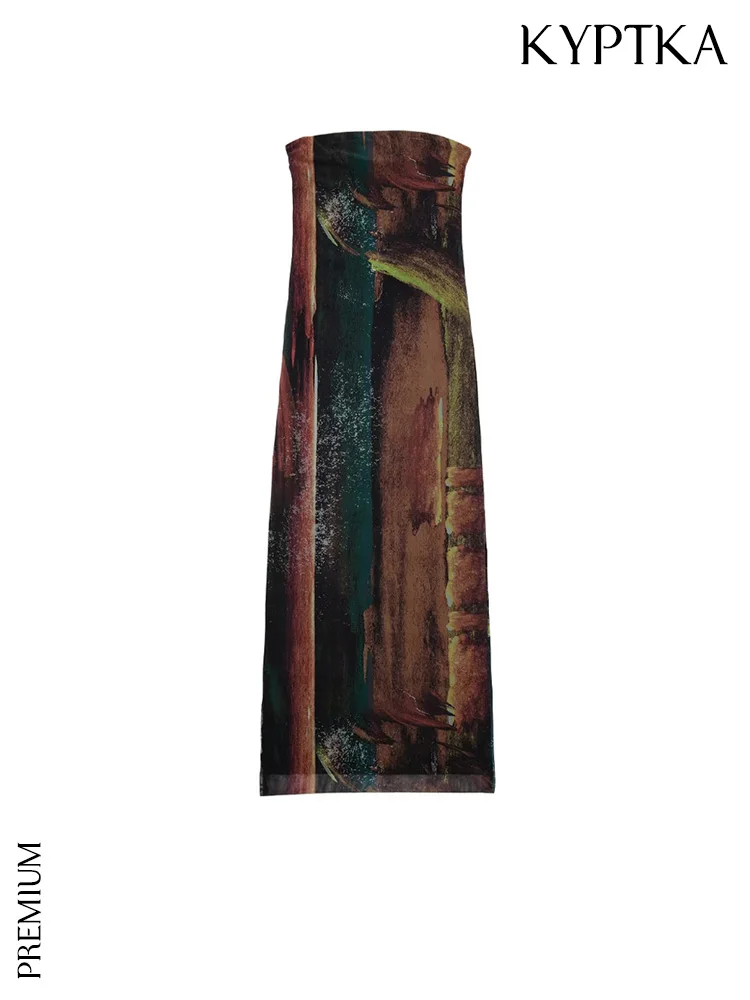KYPTKA Women Fashion Printed Tulle Strapless Midi Dress Vintage Straight Neck With Lining Female Dresses Vestidos Mujer
KYPTKA Women Fashion Printed Tulle Strapless Midi Dress Vintage Straight Neck With Lining Female Dresses Vestidos Mujer