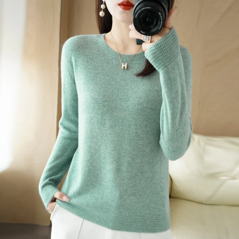 

2023 New Cashmere Sweater Women's O-Neck Pullover Casual Knitted Top Women's Undercoat Fashion