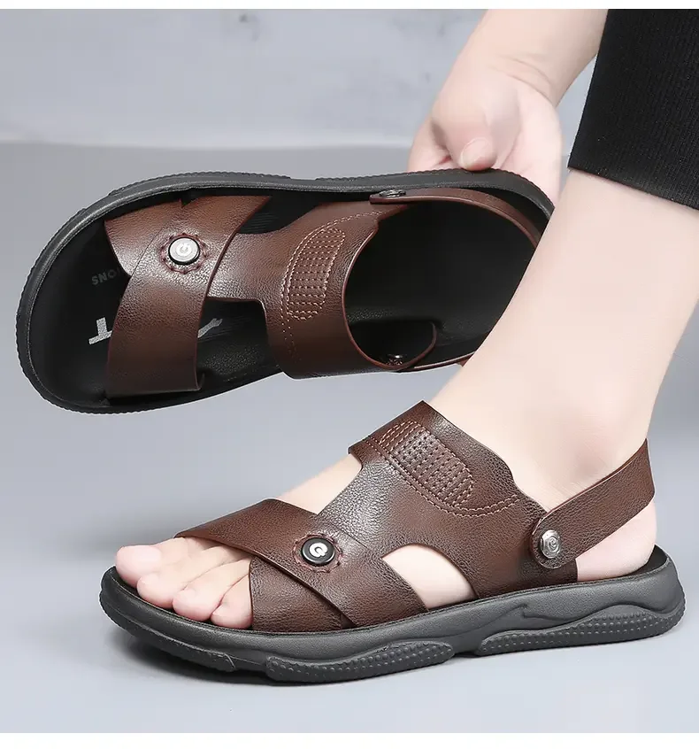 Summer Men's Leather Casual Sandals Soft Bottom Non Slip Breathable Comfortable Dual Purpose Outdoor Beach Sandals Slippers
Summer Men's Leather Casual Sandals Soft Bottom Non Slip Breathable Comfortable Dual Purpose Outdoor Beach Sandals Slippers