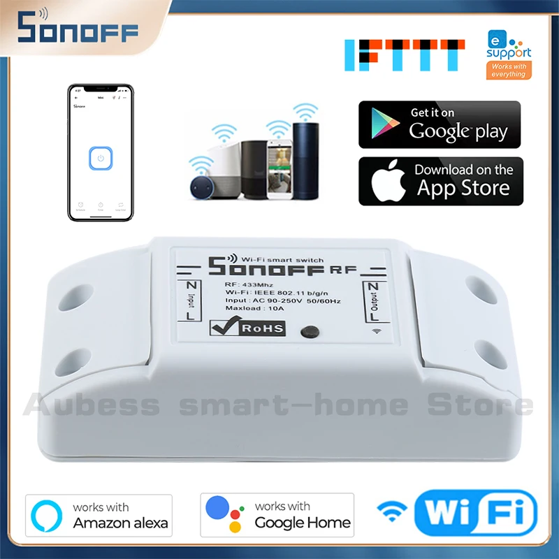 Sonoff WiFi Wireless RFR2 Smart Switch EWELink App Remote Control Home Automation 433Mhz RF Remote Module Alexa Google Home
Sonoff WiFi Wireless RFR2 Smart Switch EWELink App Remote Control Home Automation 433Mhz RF Remote Module Alexa Google Home