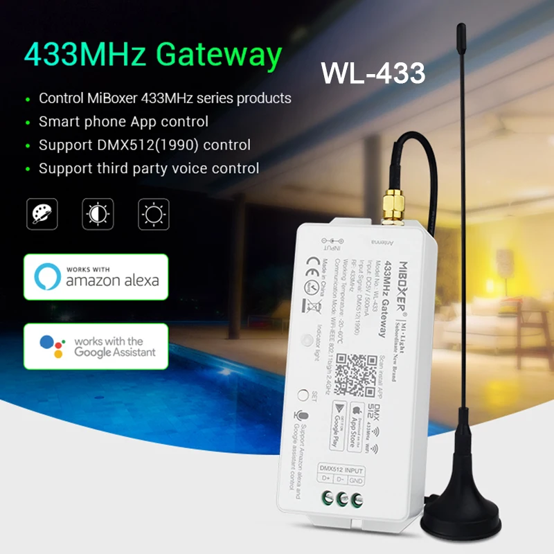 Шлюз MiBoxer WL-433, 433 МГц, DC5V/5, Wi-Fi, RF, DMX512(1990), приложение для смартфона, голосовое управление, для смарт-фонарей серии 433 МГц
Шлюз MiBoxer WL-433, 433 МГц, DC5V/5, Wi-Fi, RF, DMX512(1990), приложение для смартфона, голосовое управление, для смарт-фонарей серии 433 МГц