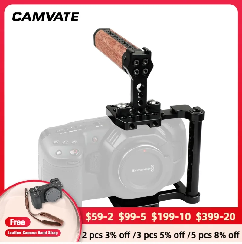 CAMVATE Camera Half Cage Rig With Wooden Top Handle Grip & Cold Shoe Mount & Specialized For Blackmagic Pocket Cinema Ca
CAMVATE Camera Half Cage Rig With Wooden Top Handle Grip & Cold Shoe Mount & Specialized For Blackmagic Pocket Cinema Ca