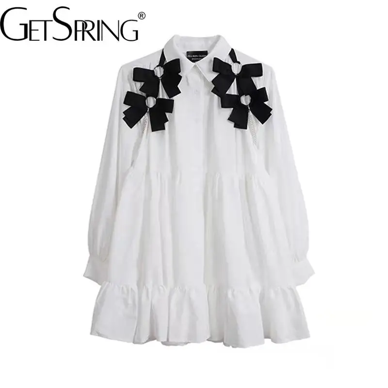 Getspring Women Dress Long Sleeves Bow White Shirt Dresses Puff Sleeves Vintage Leisure Short Dresses Women 2022 Fashion
Getspring Women Dress Long Sleeves Bow White Shirt Dresses Puff Sleeves Vintage Leisure Short Dresses Women 2022 Fashion