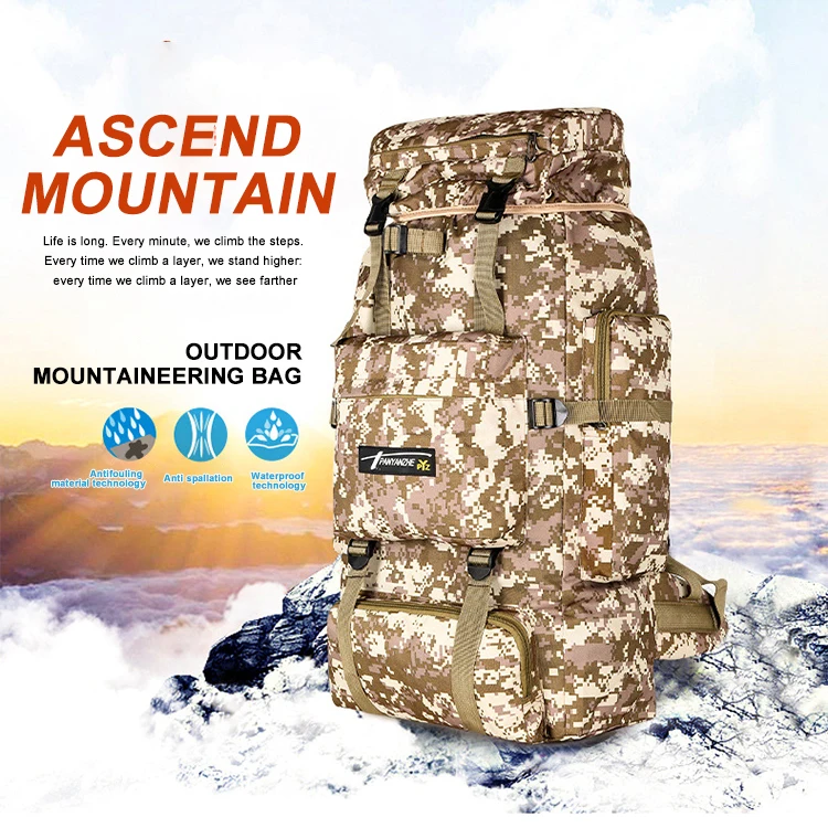 Tactical backpack 70L large capacity mountaineering bag camouflage camping trekking luggage backpack Camping Equipment 2022
Tactical backpack 70L large capacity mountaineering bag camouflage camping trekking luggage backpack Camping Equipment 2022