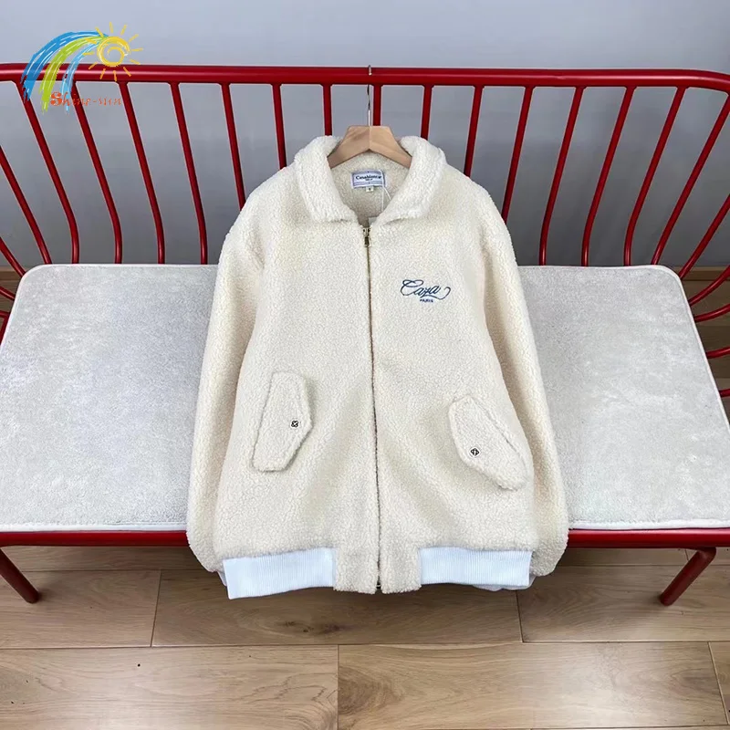 Autumn Winter Heavy Fabric Warm Berber Fleece Casablanca Jacket Men Women 1:1 Classic Logo Embroidery Apricot Zipper Coat 
Autumn Winter Heavy Fabric Warm Berber Fleece Casablanca Jacket Men Women 1:1 Classic Logo Embroidery Apricot Zipper Coat