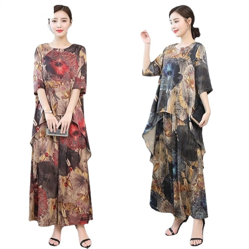 2 Piece Sets Womens Outfits Silk Tracksuit Short Sleeve Top and Wide Leg Pants Suits Two Piece Set Womens Outfits 5XL
2 Piece Sets Womens Outfits Silk Tracksuit Short Sleeve Top and Wide Leg Pants Suits Two Piece Set Womens Outfits 5XL