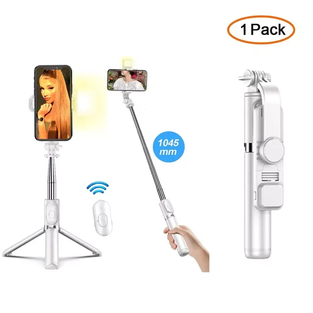Wireless Bluetooth Selfie Stick Tripod with Remote Extendable Tripod with LED Light Detachable for iPhone Android Smartphone
Wireless Bluetooth Selfie Stick Tripod with Remote Extendable Tripod with LED Light Detachable for iPhone Android Smartphone