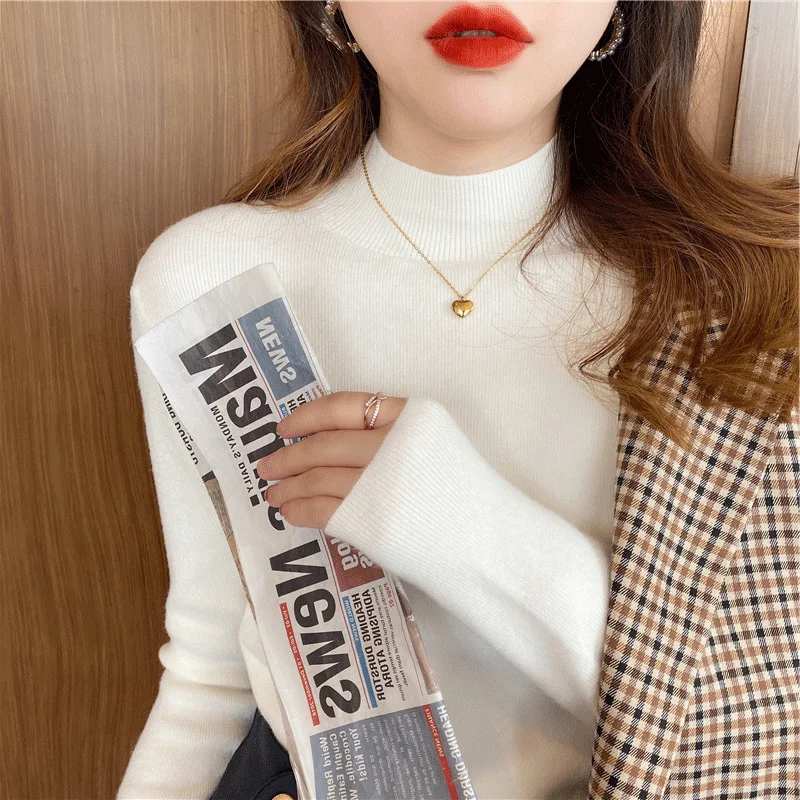 Solid Knitted Women's Sweater Autumn Pullovers Long Sleeve Casual Top Fashion Female 2022 Half Turtleneck Korean Style Jumpers
Solid Knitted Women's Sweater Autumn Pullovers Long Sleeve Casual Top Fashion Female 2022 Half Turtleneck Korean Style Jumpers