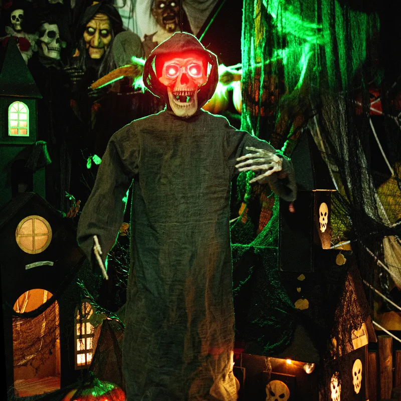 Halloween Props Hanging Skeleton Decoration Scary Electric Skull Ghost with Sound Glowing Eyes Haunted House Party Ornaments 
Halloween Props Hanging Skeleton Decoration Scary Electric Skull Ghost with Sound Glowing Eyes Haunted House Party Ornaments