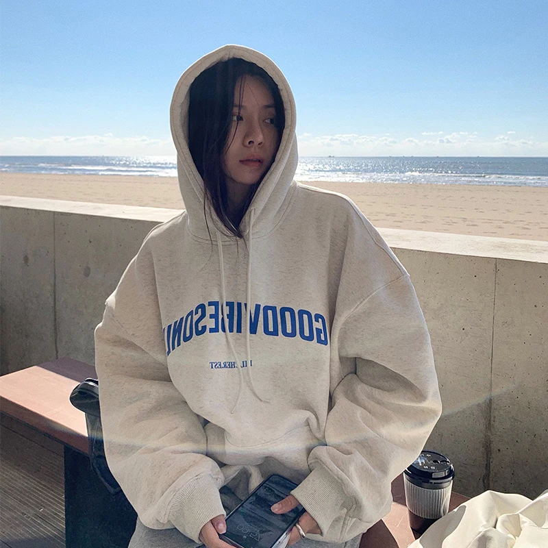 Womens Clothing Grey Vintage Street Sweatshirt Hoodie Letter Printing Long Sleeves Casual Warm Oversize Baggy Ladies Tops Autumn
Womens Clothing Grey Vintage Street Sweatshirt Hoodie Letter Printing Long Sleeves Casual Warm Oversize Baggy Ladies Tops Autumn