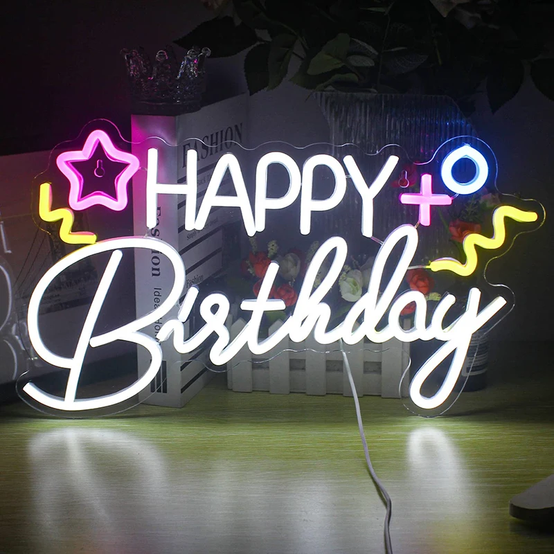 Happy Birthday Neon Sign Colorful Led Neon Light Up Signs for Party Wall Decor USB Reusable Neon Light Anniversary Gift
Happy Birthday Neon Sign Colorful Led Neon Light Up Signs for Party Wall Decor USB Reusable Neon Light Anniversary Gift