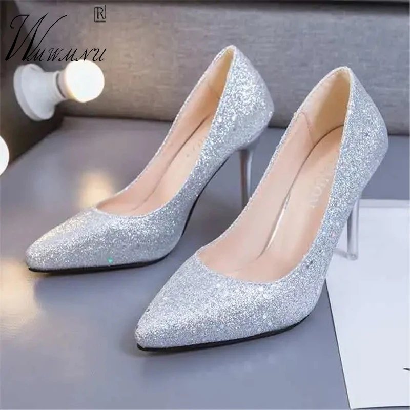 Fashion New Sequins Red Bottom Shoes Pointed Toe Slip-On Women High Heels Silver Non-Slip Party Shoes Wedding Shoes Plus Size 45
Fashion New Sequins Red Bottom Shoes Pointed Toe Slip-On Women High Heels Silver Non-Slip Party Shoes Wedding Shoes Plus Size 45