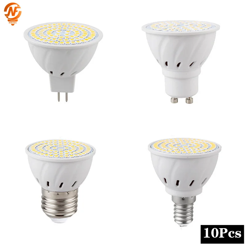 

10pcs/lot LED Lamp Bulb AC220V 110V E14 E27 GU10 MR16 Spotlight SMD2835 48 60 80 LEDs Spot Light For Kitchen Home Decor Lighting
