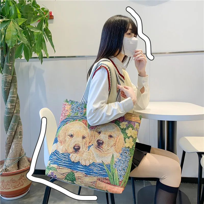 Women's Bag 2022 Shoulder Leisure Canvas Bag Embroidered Cartoon Tote Bag Large Capacity Online Celebrity Shopping Bag
Women's Bag 2022 Shoulder Leisure Canvas Bag Embroidered Cartoon Tote Bag Large Capacity Online Celebrity Shopping Bag