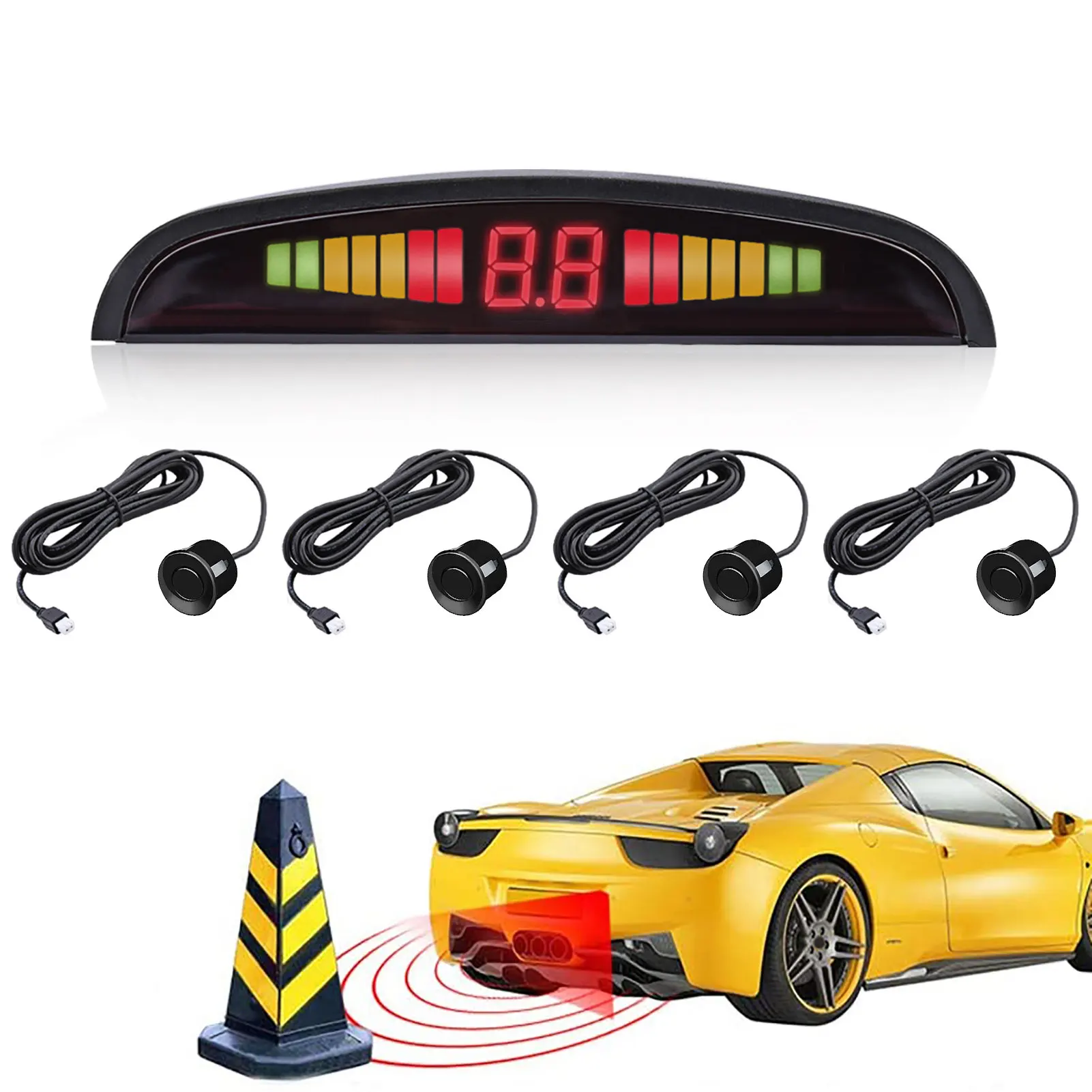 Parking Sensors For Vehicles Car Parking Sensor System With 4 Sensors Radar Kit Wireless Reverse Backup LCD Alarm Buzzer
Parking Sensors For Vehicles Car Parking Sensor System With 4 Sensors Radar Kit Wireless Reverse Backup LCD Alarm Buzzer
