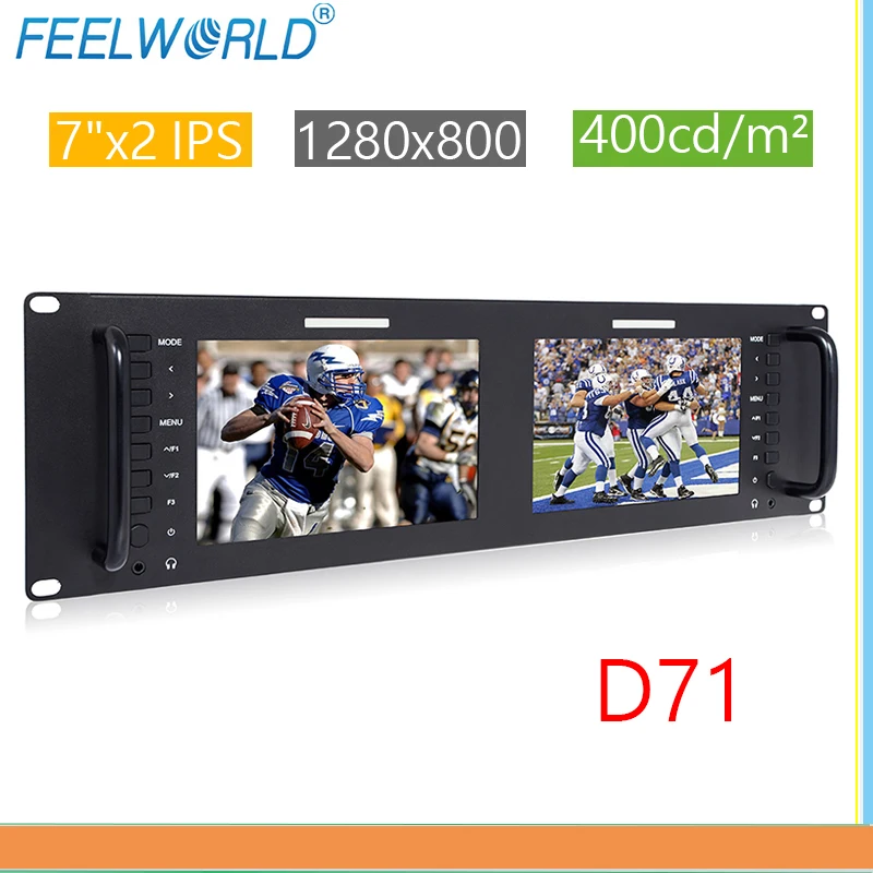 FEELWORLD D71 7" 3RU IPS Broadcast LCD Rack Mount Monitor with 3G-SDI HDMI AV Input Output Dual Screen Industrial Monitor HDMI
FEELWORLD D71 7" 3RU IPS Broadcast LCD Rack Mount Monitor with 3G-SDI HDMI AV Input Output Dual Screen Industrial Monitor HDMI