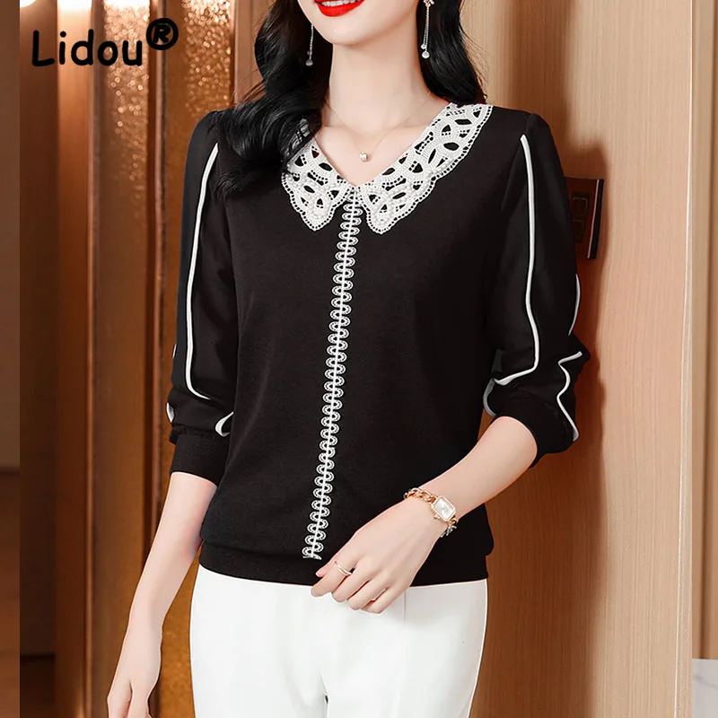 Elegant Fashion Office Lady Peter Pan Collar Temperament Jacquard Pullovers for Women 2022 New Casual Loose 6XL Long Sleeve Top
Elegant Fashion Office Lady Peter Pan Collar Temperament Jacquard Pullovers for Women 2022 New Casual Loose 6XL Long Sleeve Top