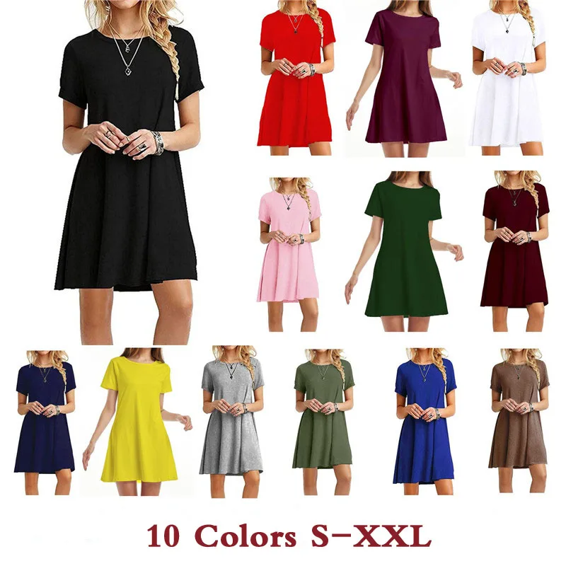 Short Sleeve O-Neck Streetwear Mini Summer Dress Women Fashion Solid A-Line Dress New 2023 Plus Size Loose Casual Vestidos
Short Sleeve O-Neck Streetwear Mini Summer Dress Women Fashion Solid A-Line Dress New 2023 Plus Size Loose Casual Vestidos