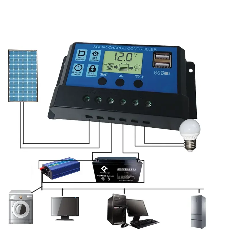 12V/24V 10A Solar Charger Controller LCD PWM Voltage Solar Controller Battery PV Cell Panel Charger Regulator Lamp
12V/24V 10A Solar Charger Controller LCD PWM Voltage Solar Controller Battery PV Cell Panel Charger Regulator Lamp