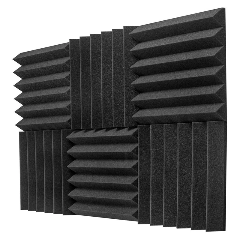 

Панели из акустической пены, черные звукоизоляционные панели из пенопласта высокой плотности, огнестойкая пена, 12 шт.
