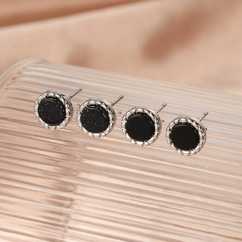Copper Metal Inlaid Black Natural Stone Stud Earrings For Women Sequin Shiny Round Earrings Everyday Ear Jewelry Accessories BFF
Copper Metal Inlaid Black Natural Stone Stud Earrings For Women Sequin Shiny Round Earrings Everyday Ear Jewelry Accessories BFF