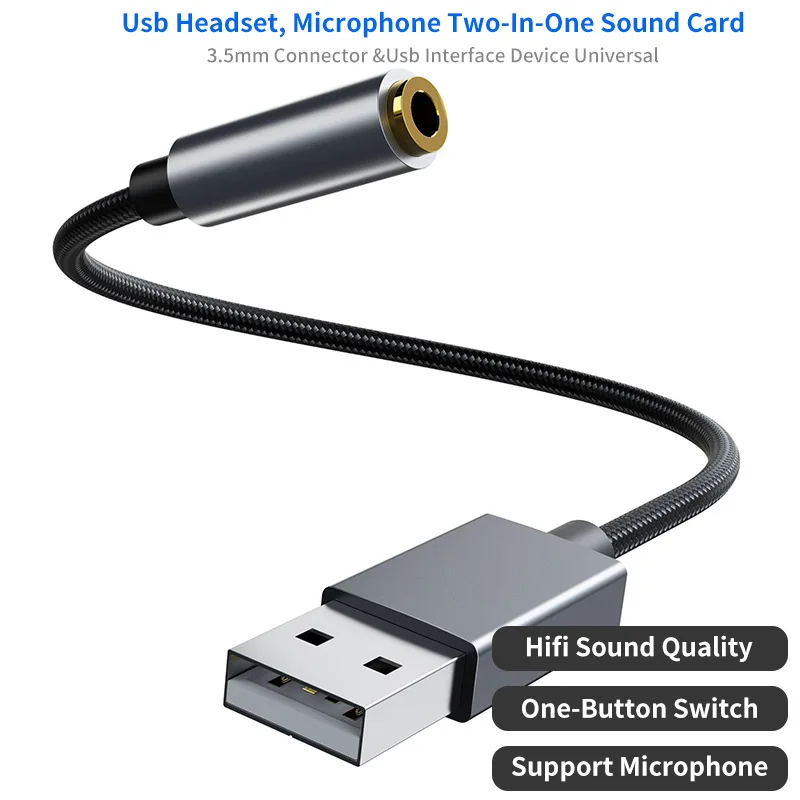 USB to 3.5mm Female Audio Adapter Sound Card 2 in 1 Adapter 3 5mm Interface For Laptop Speaker Microphone Earphone Audio Line
USB to 3.5mm Female Audio Adapter Sound Card 2 in 1 Adapter 3 5mm Interface For Laptop Speaker Microphone Earphone Audio Line