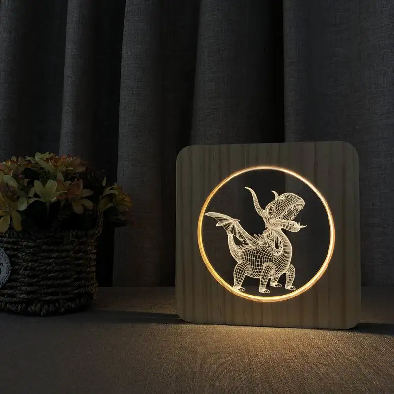 Dinosaur Acrylic Lamp Wooden 3D LED Table Lamp Warm White Bedroom Decoration Creative Christmas Birthday Gift
Dinosaur Acrylic Lamp Wooden 3D LED Table Lamp Warm White Bedroom Decoration Creative Christmas Birthday Gift