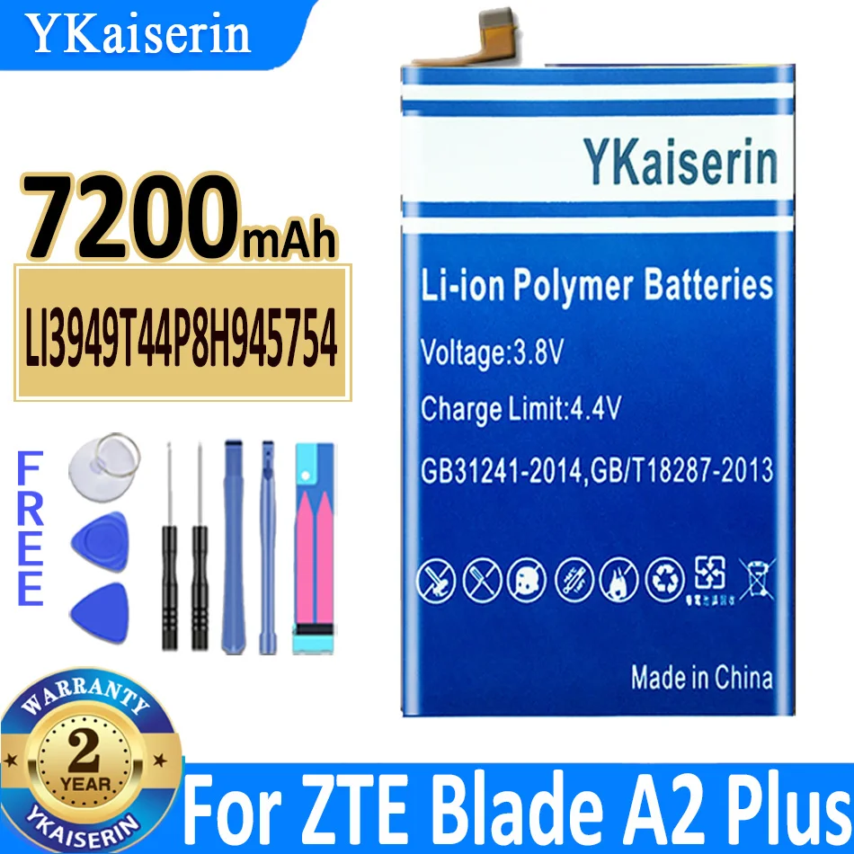 Аккумулятор ykaisсеребрин 7200 мАч Li3949T44P8h945754 для ZTE Blade A2 Plus A2Plus BV0730/для ZTE Blade A610 Plus аккумулятор + Бесплатные инструменты
Аккумулятор ykaisсеребрин 7200 мАч Li3949T44P8h945754 для ZTE Blade A2 Plus A2Plus BV0730/для ZTE Blade A610 Plus аккумулятор + Бесплатные инструменты