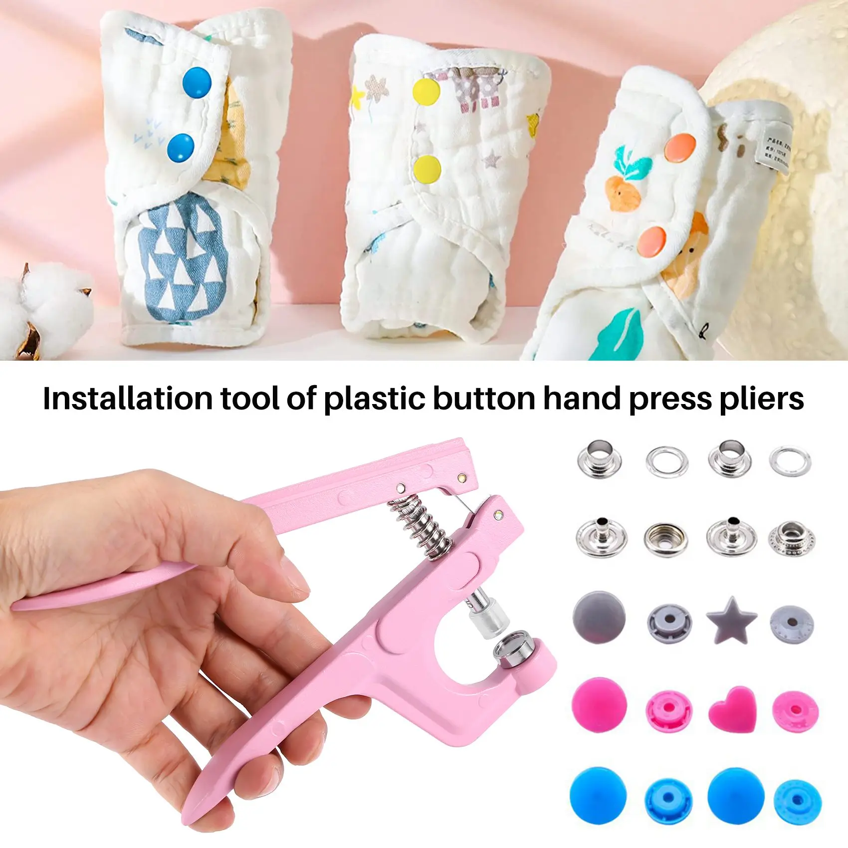 

Snaps Fasteners Kit, Snap Buttons T5 with Installment Tool Kit Colorful Plastic Snaps for Sewing Clothing Crafting