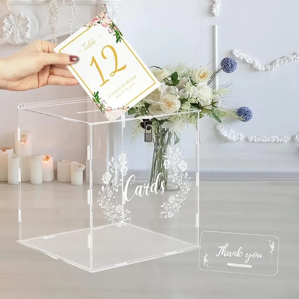 Transparent Acrylic Wedding Card Box with Lock Money Card Box For Birthday Party Baby Shower Reception Letter Envelope Boxes 
Transparent Acrylic Wedding Card Box with Lock Money Card Box For Birthday Party Baby Shower Reception Letter Envelope Boxes
