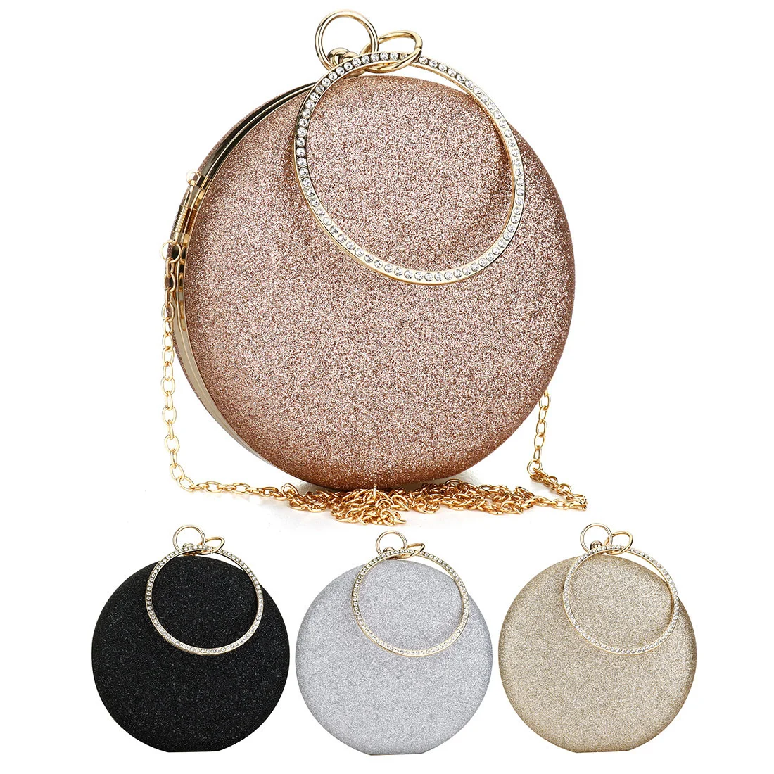 Clutch Rose Gold Gillter Handbag Wedding Evening Women Clutch Round Bag round Purses And Handbags Crossbody Party Shoulder Bags
Clutch Rose Gold Gillter Handbag Wedding Evening Women Clutch Round Bag round Purses And Handbags Crossbody Party Shoulder Bags