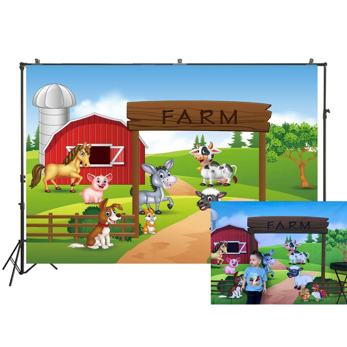 Farm Theme Photography Backdrop Red Barn Animals Barnyard House Kids Birthday Party Banner Background Baby Shower Photography 
Farm Theme Photography Backdrop Red Barn Animals Barnyard House Kids Birthday Party Banner Background Baby Shower Photography