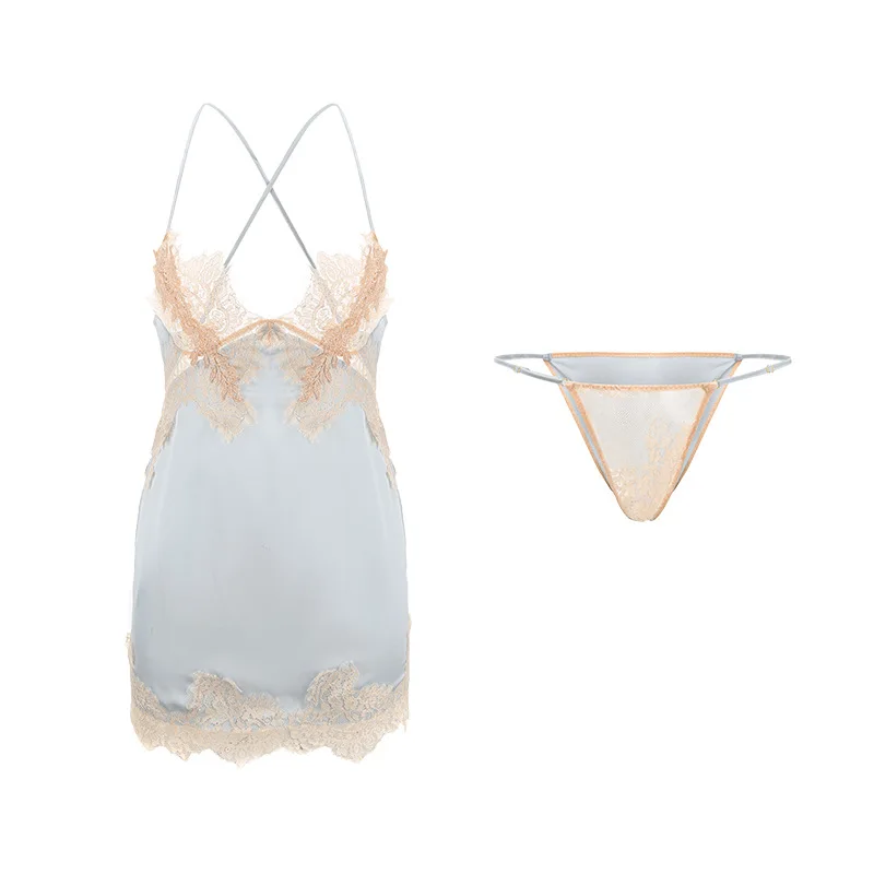 Sexy Hollow Out Spaghetti Strap Nightdress Women Back Bandage Seduction Nightgown V-Neck Lace Mini Home Wear Faux Silk Sleepwear
Sexy Hollow Out Spaghetti Strap Nightdress Women Back Bandage Seduction Nightgown V-Neck Lace Mini Home Wear Faux Silk Sleepwear