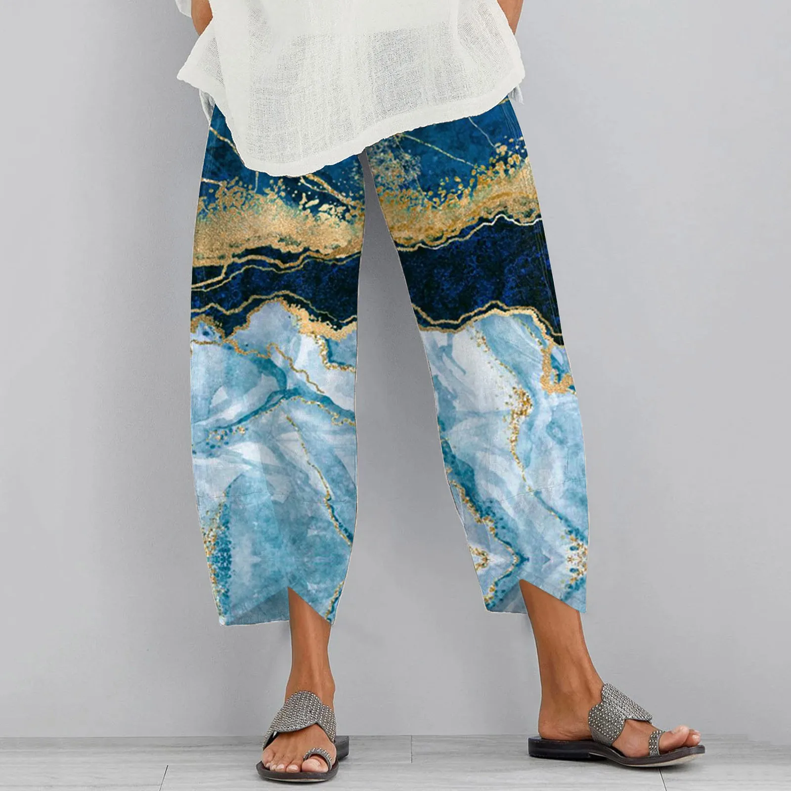 Cotton Linen Pants Women Spring Summer Elastic Waist Marble Print Pants Pockets Loose Harem Pants Vintage Boho Wide Leg Trousers
Cotton Linen Pants Women Spring Summer Elastic Waist Marble Print Pants Pockets Loose Harem Pants Vintage Boho Wide Leg Trousers