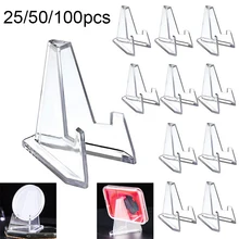 25/50/100pcs Display Stand Clear Acrylic Stand Small Easel Card Commemorative Coin Holder Display Rack For Collection Room Home