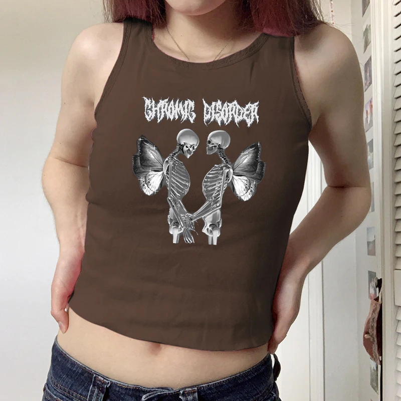 Y2K Streetwear Harajuku Gothic Tank Top Aesthetic Cropped Punk Style Grunge Butterfly Skull Printed Brown Summer Clothes
Y2K Streetwear Harajuku Gothic Tank Top Aesthetic Cropped Punk Style Grunge Butterfly Skull Printed Brown Summer Clothes