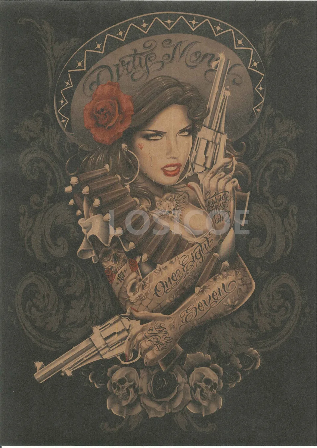 Ladies cowboy Nostalgic Retro Kraft Paper Tattoo Design Posters Wall Sticker Painting Antique Collection Indoor Decor 30X42 CM
Ladies cowboy Nostalgic Retro Kraft Paper Tattoo Design Posters Wall Sticker Painting Antique Collection Indoor Decor 30X42 CM