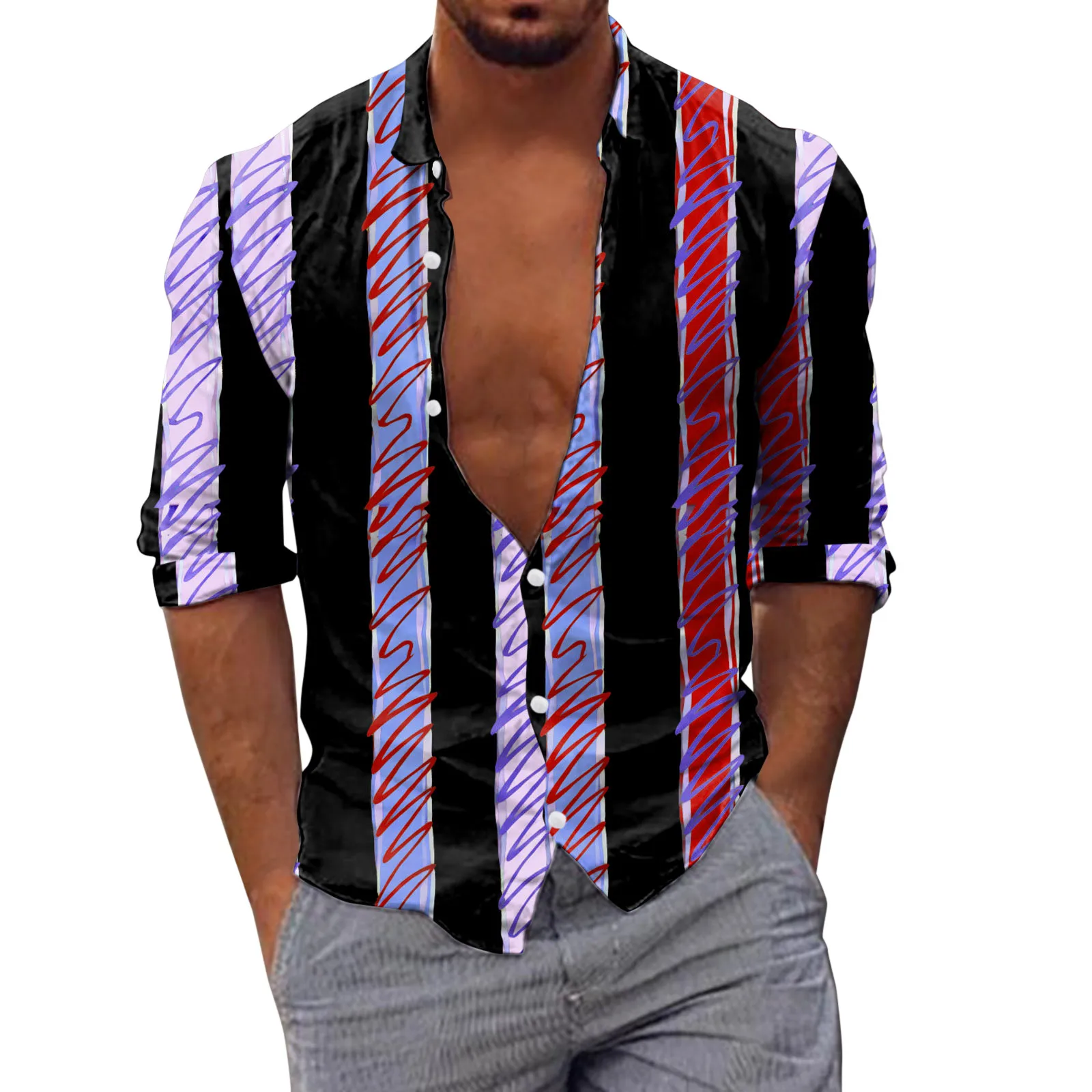 Men stripe Printed Blouse Long Sleeve Autumn Winter Casual Shirts Fashion Fashion Handsome Male Loose T Shirts
Men stripe Printed Blouse Long Sleeve Autumn Winter Casual Shirts Fashion Fashion Handsome Male Loose T Shirts