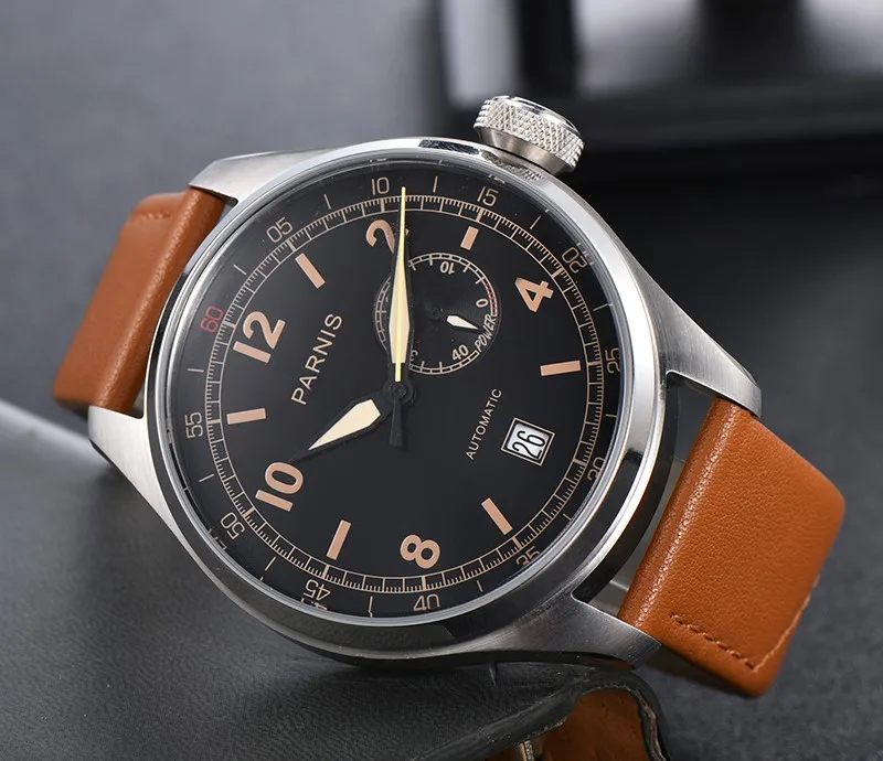 48mm PAR NIS Black Dial Men Watch Automatic Mechanical Calendar Power Reserve Automatic date Mens Watches Top Luxury Brand GR25
48mm PAR NIS Black Dial Men Watch Automatic Mechanical Calendar Power Reserve Automatic date Mens Watches Top Luxury Brand GR25