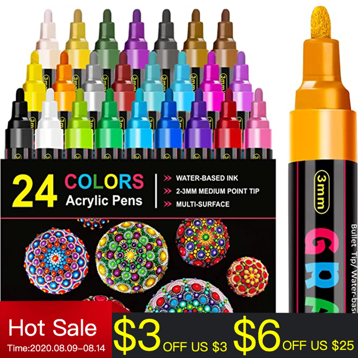 18/24 Colors Acrylic Paint Pen 2.0mm Tip Art Marker Pens Acrylic Paint Pens for All Surfaces DIY Crafts Making Art Supplies
18/24 Colors Acrylic Paint Pen 2.0mm Tip Art Marker Pens Acrylic Paint Pens for All Surfaces DIY Crafts Making Art Supplies
