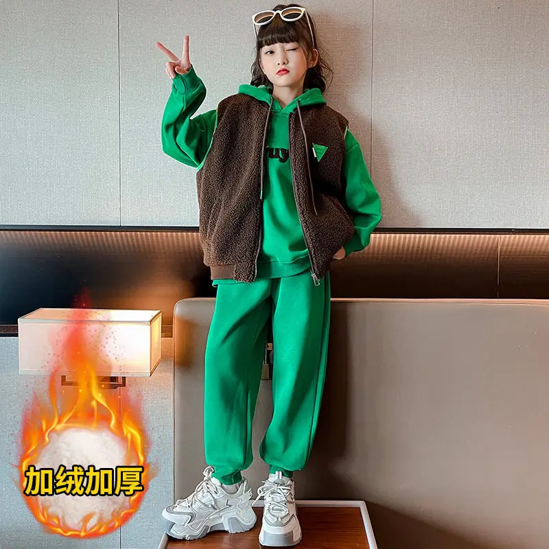 Korean Children's Girls' Winter Clothing Children's Suit Velvet Three-Piece Fleece-Lined Thickened Teen Girl's Clothing 4-14Yrs
Korean Children's Girls' Winter Clothing Children's Suit Velvet Three-Piece Fleece-Lined Thickened Teen Girl's Clothing 4-14Yrs