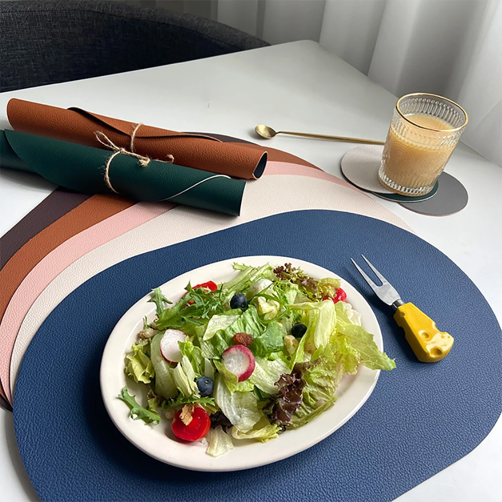 Dining Room Home Oval Washable Leather Placemats Solid Color Waterproof Oilproof Anti-slip Table Mat Tableware Heat Resistant
Dining Room Home Oval Washable Leather Placemats Solid Color Waterproof Oilproof Anti-slip Table Mat Tableware Heat Resistant
