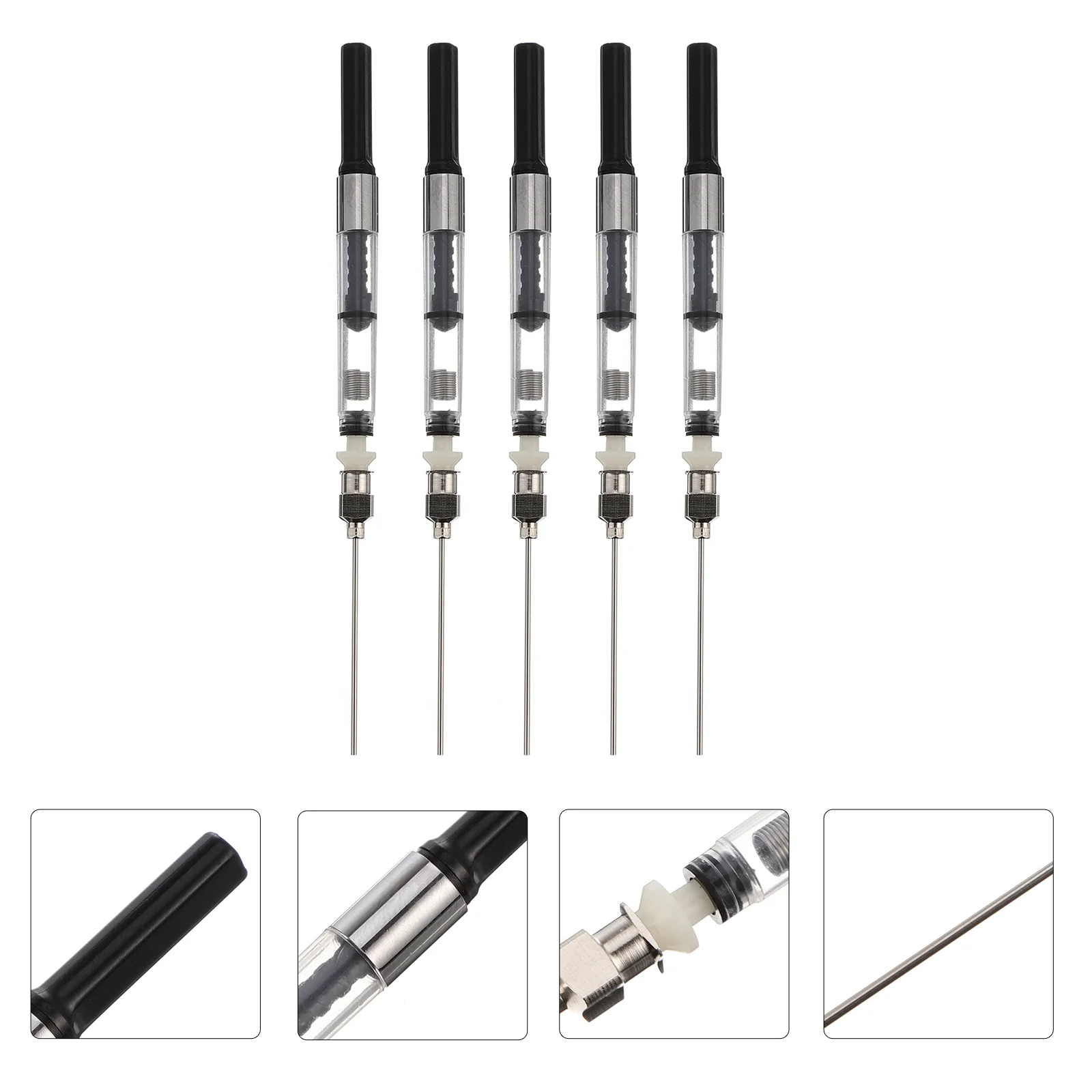 5pcs Fountain Pen Spring Filler Ink Filling with Platic Blunt Tip Auxiliary Absorber Tool for Ink Converter Cartridge Black
5pcs Fountain Pen Spring Filler Ink Filling with Platic Blunt Tip Auxiliary Absorber Tool for Ink Converter Cartridge Black
