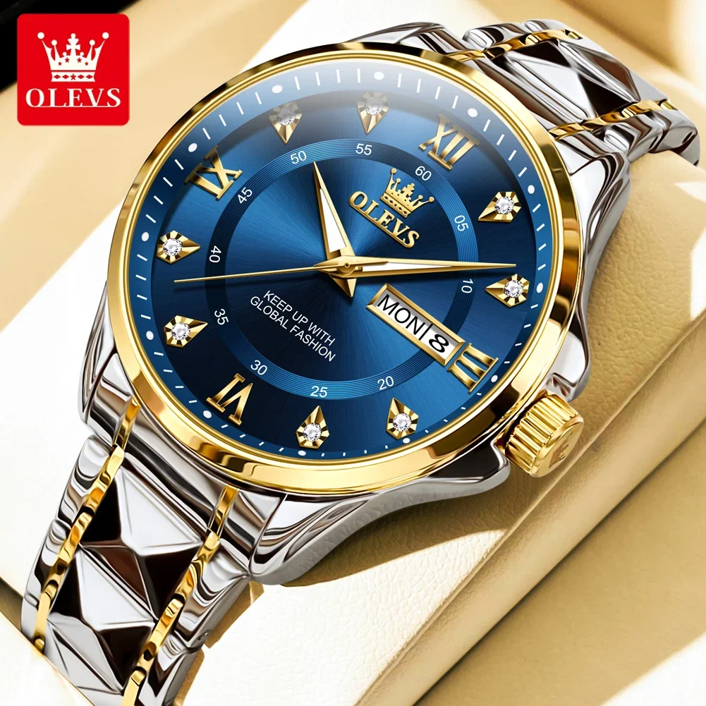OLEVS 2906 Original Quartz Watches for men Business Rhombus Stainless Steel Waterproof Luminous Week Date Display Mens Watch
OLEVS 2906 Original Quartz Watches for men Business Rhombus Stainless Steel Waterproof Luminous Week Date Display Mens Watch