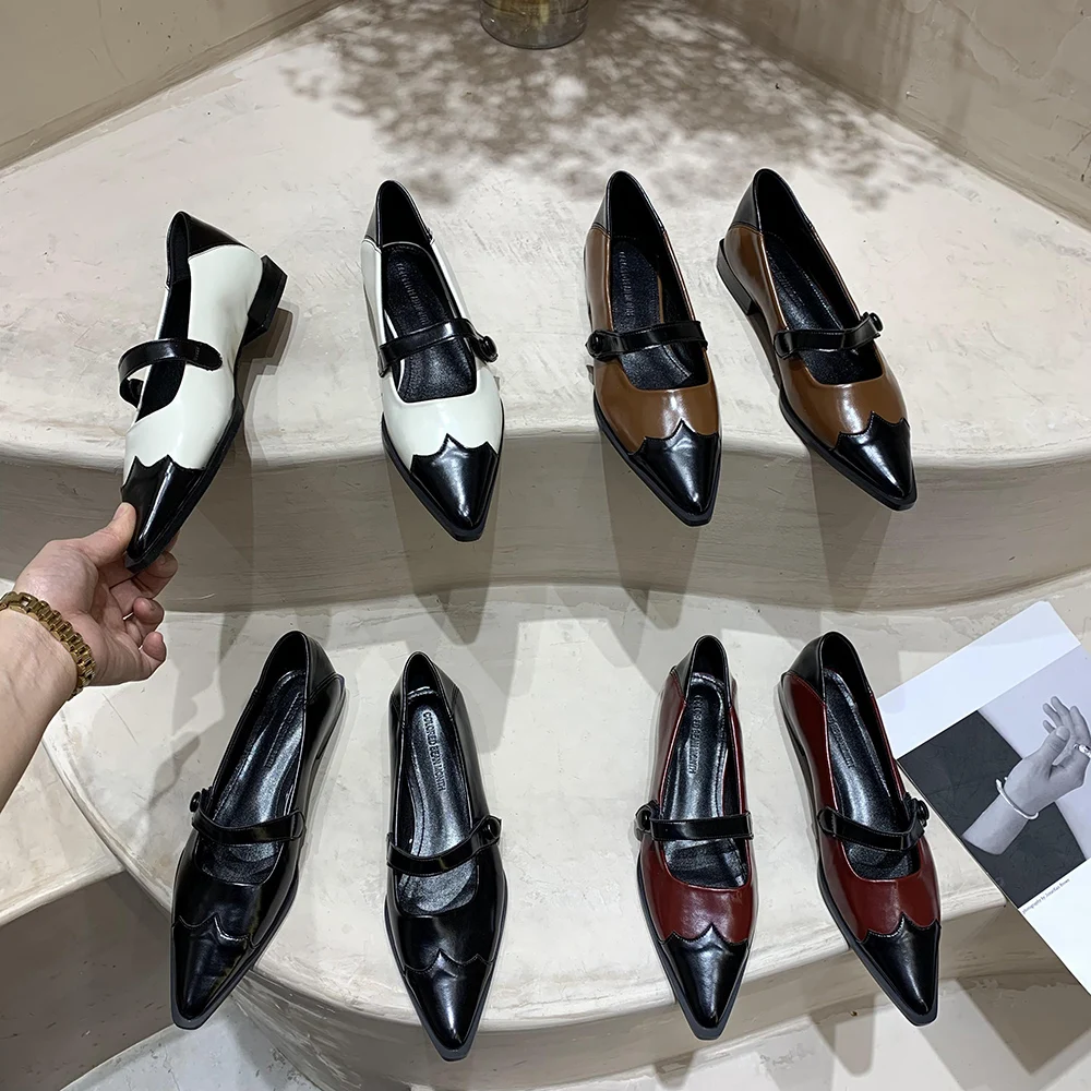 Туфли женские с острым носком, Классическая обувь на плоской подошве, черные, коричневые, красные, белые, с пряжкой, на осень/весну, 39 
Туфли женские с острым носком, Классическая обувь на плоской подошве, черные, коричневые, красные, белые, с пряжкой, на осень/весну, 39