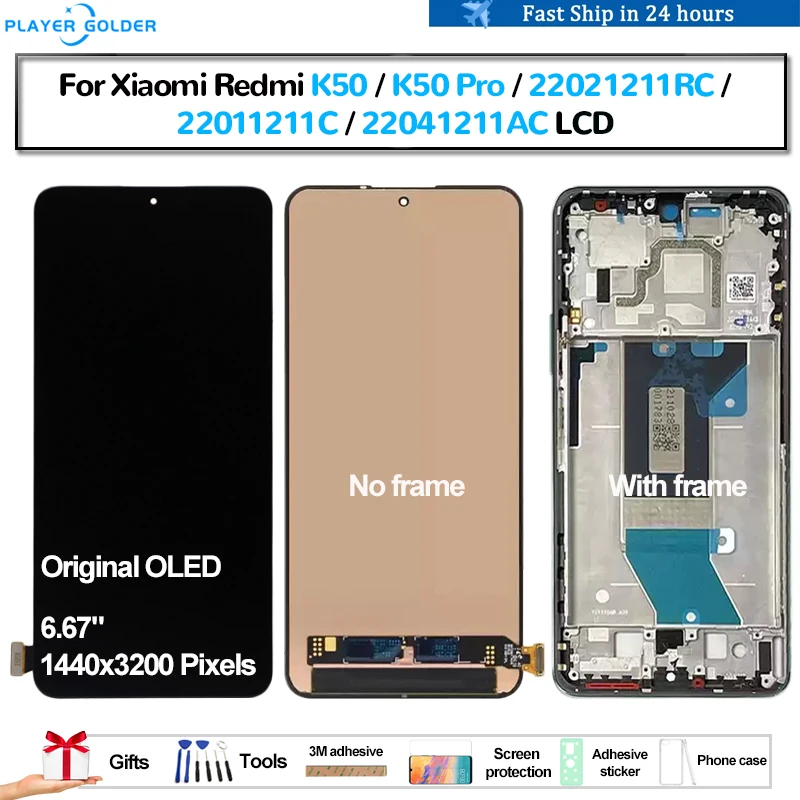 Original OLED For Xiaomi Redmi K50 K50 Pro 22021211RC 22041211AC Pantalla lcd Display Touch Panel Screen Digitizer Assembly Part
Original OLED For Xiaomi Redmi K50 K50 Pro 22021211RC 22041211AC Pantalla lcd Display Touch Panel Screen Digitizer Assembly Part