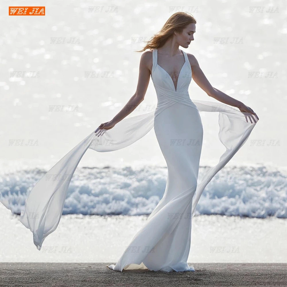 Chiffon Beach Wedding Dress Bride Halter Deep V-Neck Backless Women Bohemian Simple Soft Fabric Corss Back Design
Chiffon Beach Wedding Dress Bride Halter Deep V-Neck Backless Women Bohemian Simple Soft Fabric Corss Back Design