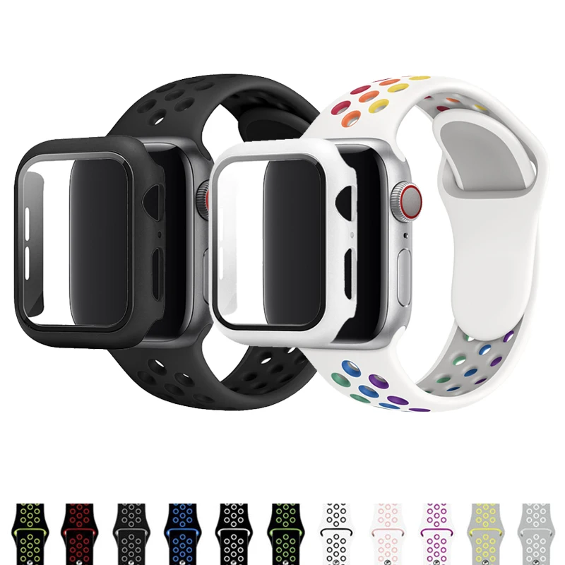 Стекло + чехол + ремешок для Apple Watch band 44 мм 40 мм 38 мм 42 мм 45 мм, силиконовый спортивный браслет для смарт-часов iWatch 7 3 4 5 6 SE
Стекло + чехол + ремешок для Apple Watch band 44 мм 40 мм 38 мм 42 мм 45 мм, силиконовый спортивный браслет для смарт-часов iWatch 7 3 4 5 6 SE